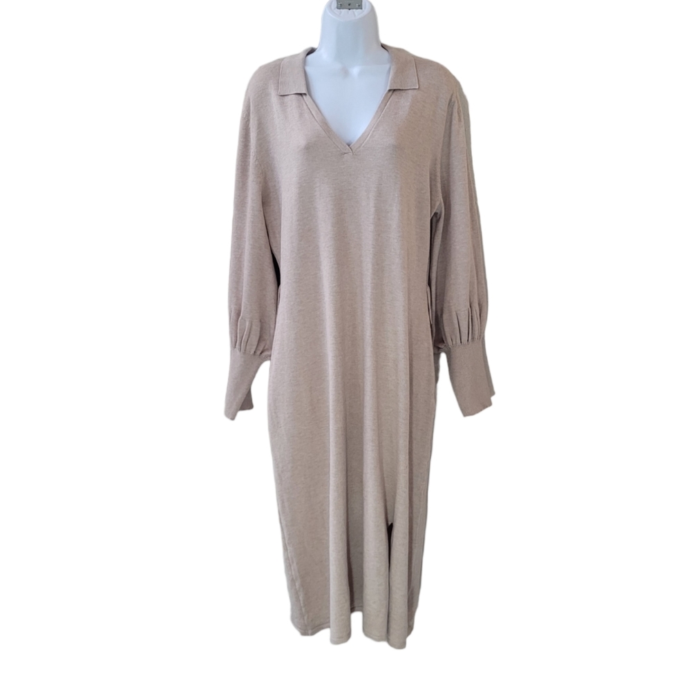 BLUE ORCHID Tan/Beige Long Sleeve Sweater Dress XL